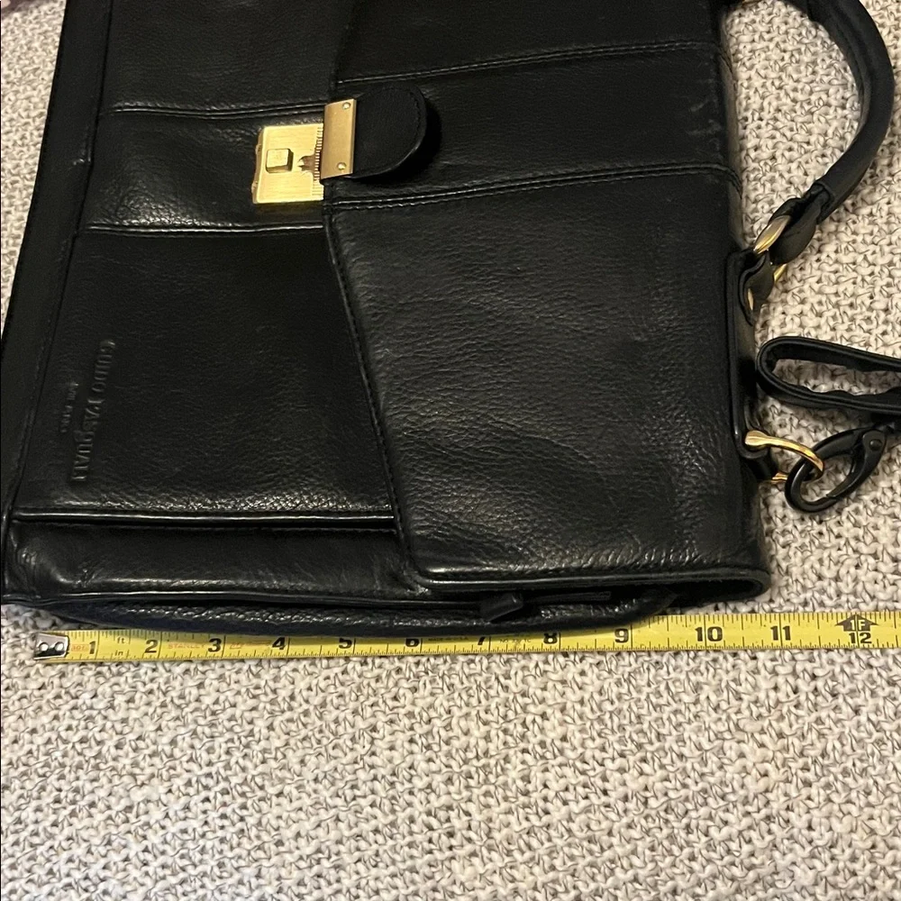 Guido Pasquali Milano Black Soft Pebbled Leather Briefcase Laptop Attaché  Bag